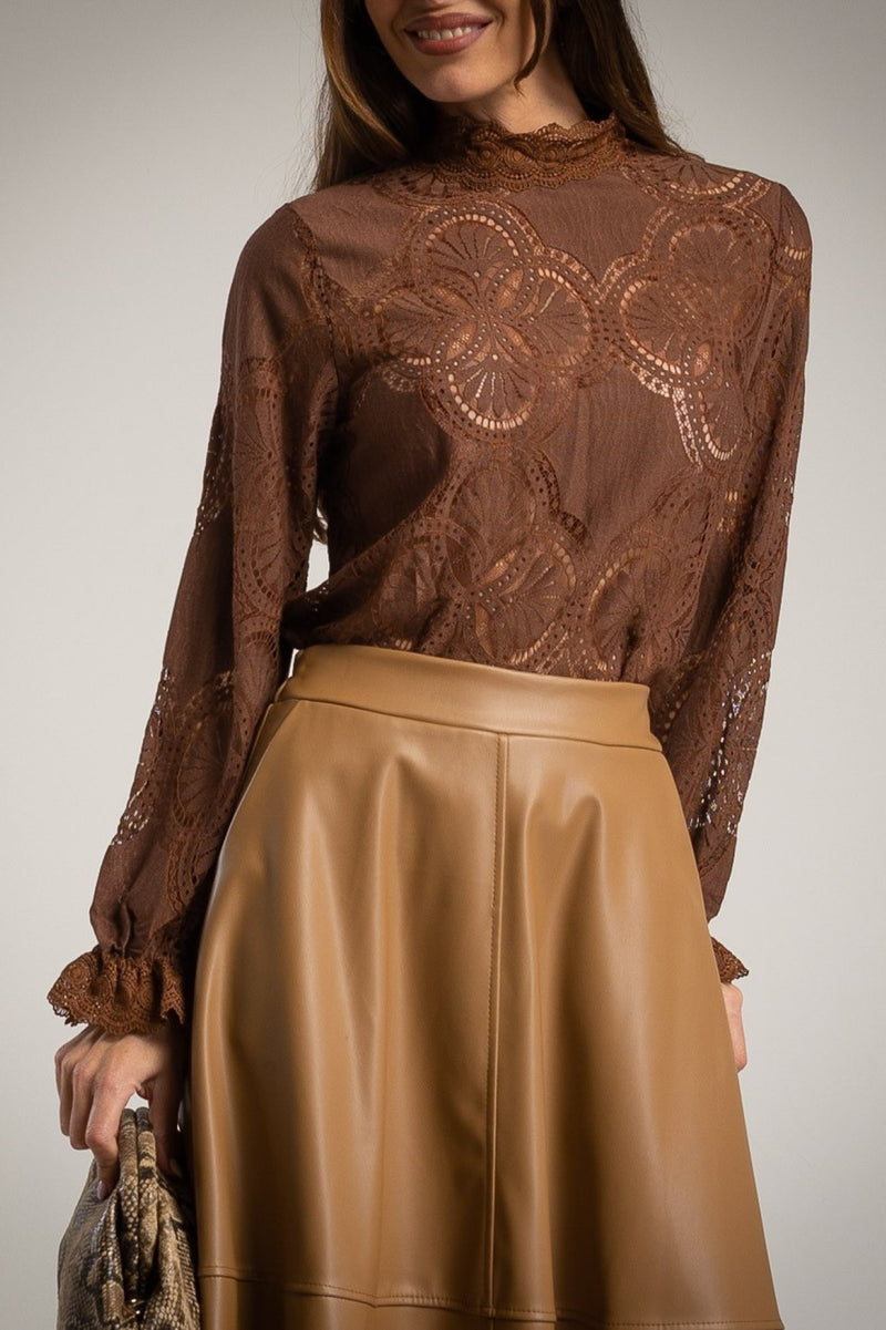 Blusa Blonda Cuello Guipur