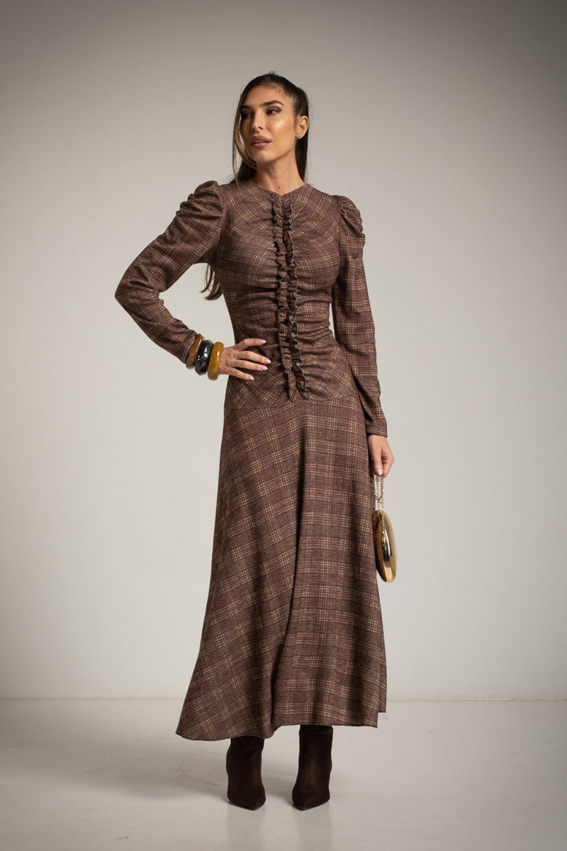 Vestido Drapeado Cuadros