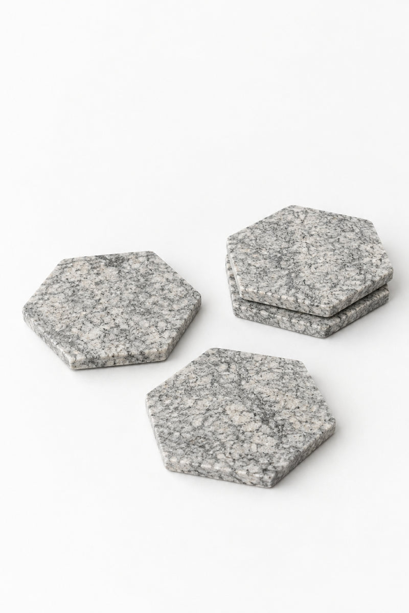 Set de 4 Posavasos Hexagonales en Alabastro Andino Gris