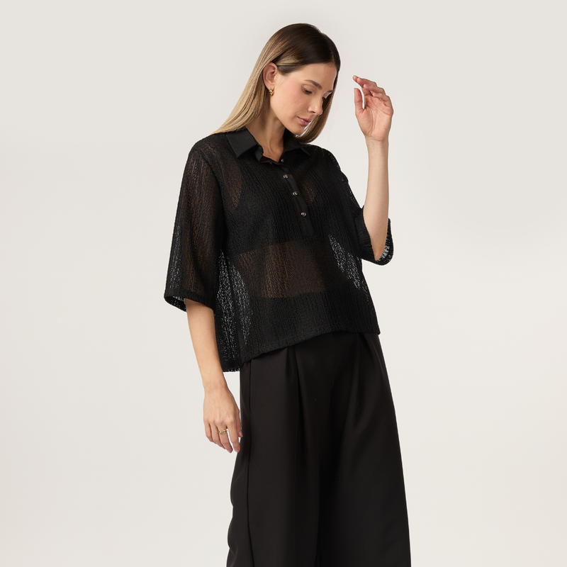 CAMISA LACE NEGRO