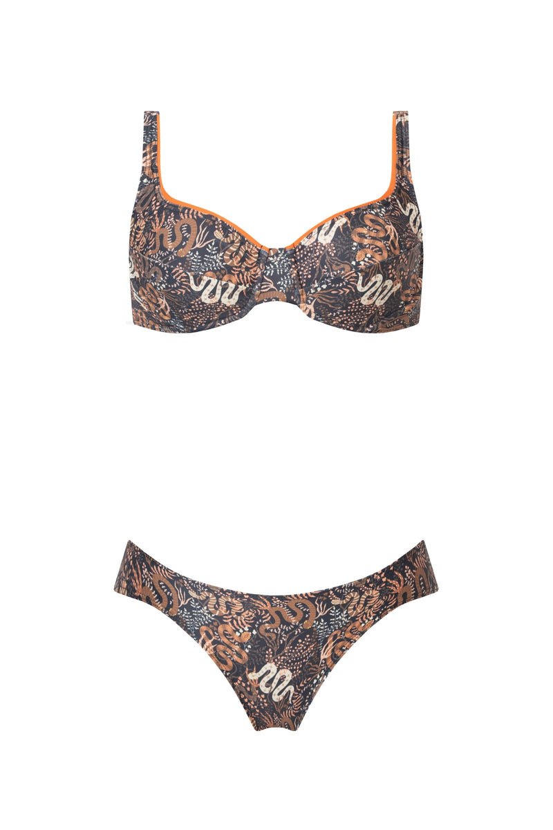 BIKINI CALZÓN CLÁSICO C CAFÉ SERPIENTE