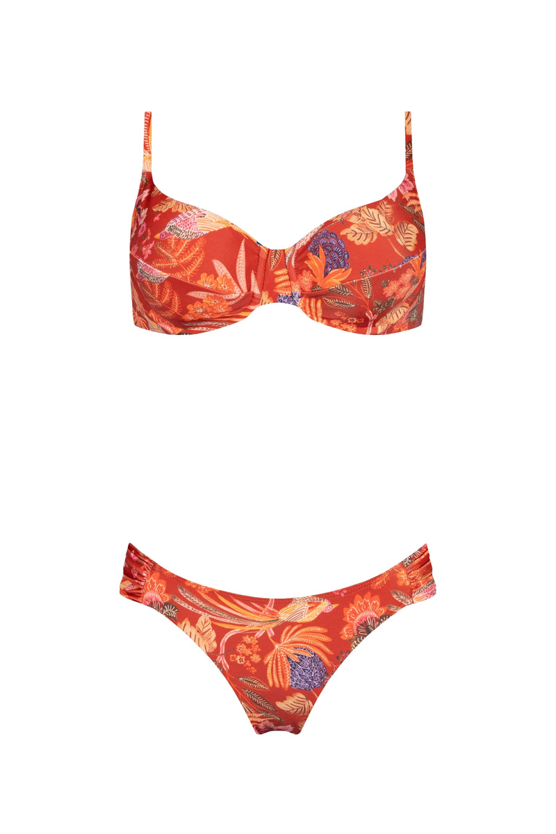 BIKINI CALZÓN DRAPEADO C NARANJA TROPICAL