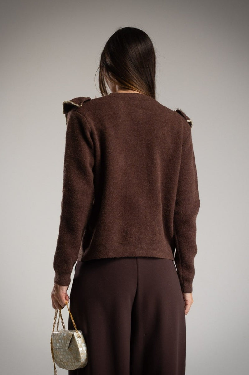 Chaqueta Volante Vivo Oro Boton Perla
