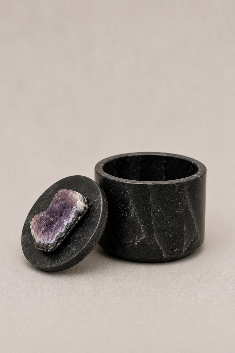 Cofre Black Con Amatista De Alabastro Andino