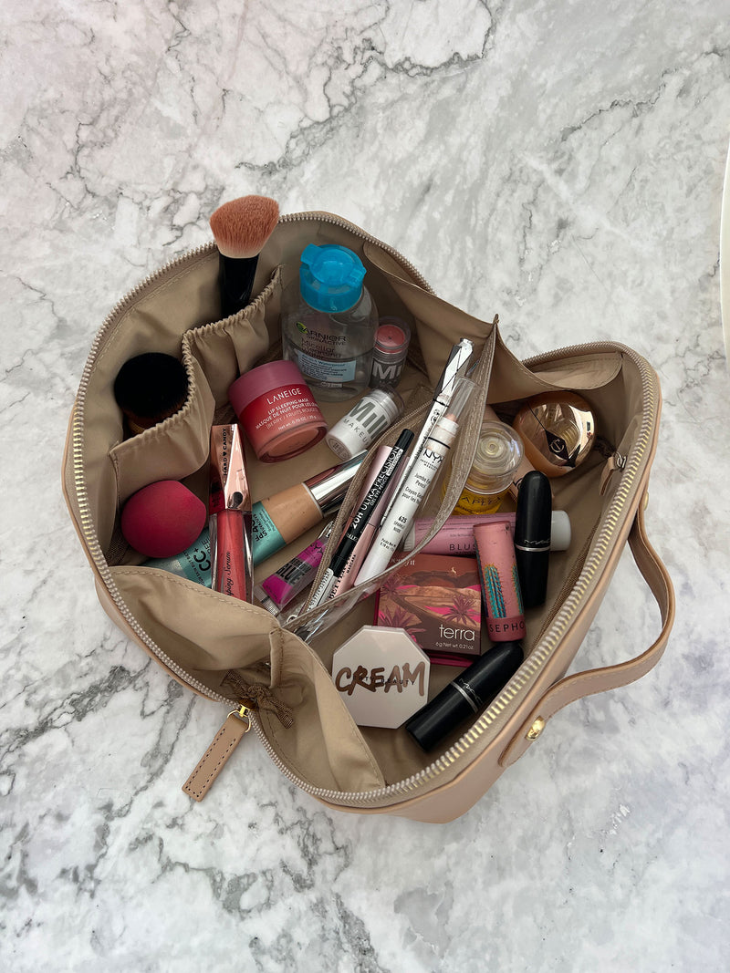 Bolsa de maquillaje abierto color beige