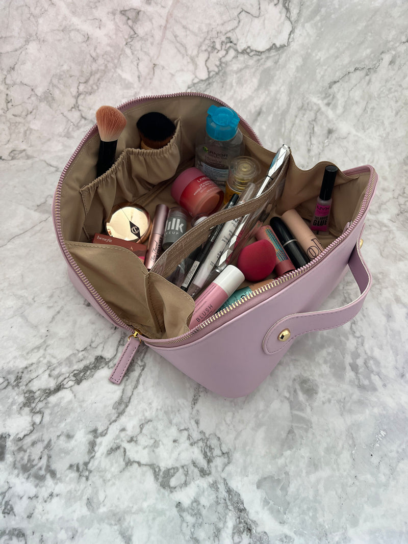 Bolsa de maquillaje abierto color lavanda 