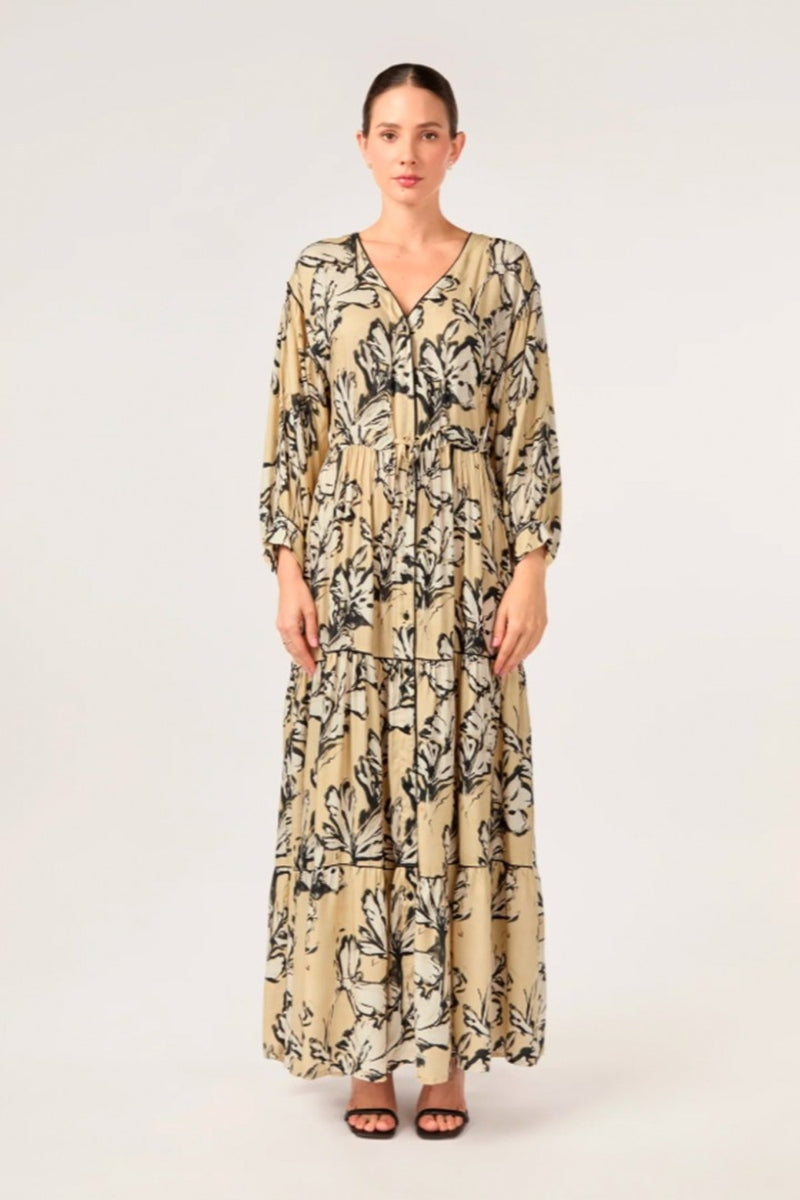 Vestido Boho Artístico Neutro