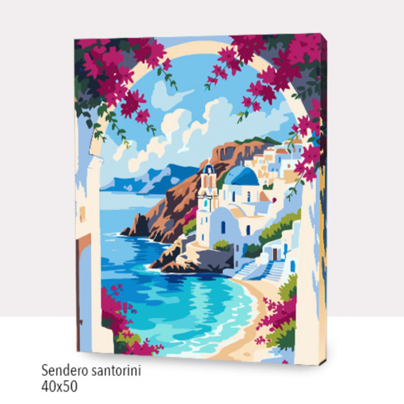 Kit Paint By Numbers Con Bastidor: Sendero Santorini