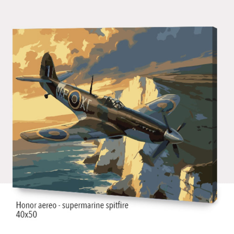 Kit Paint By Numbers Con Bastidor: Honor Aéreo - Supermarine Spitfire