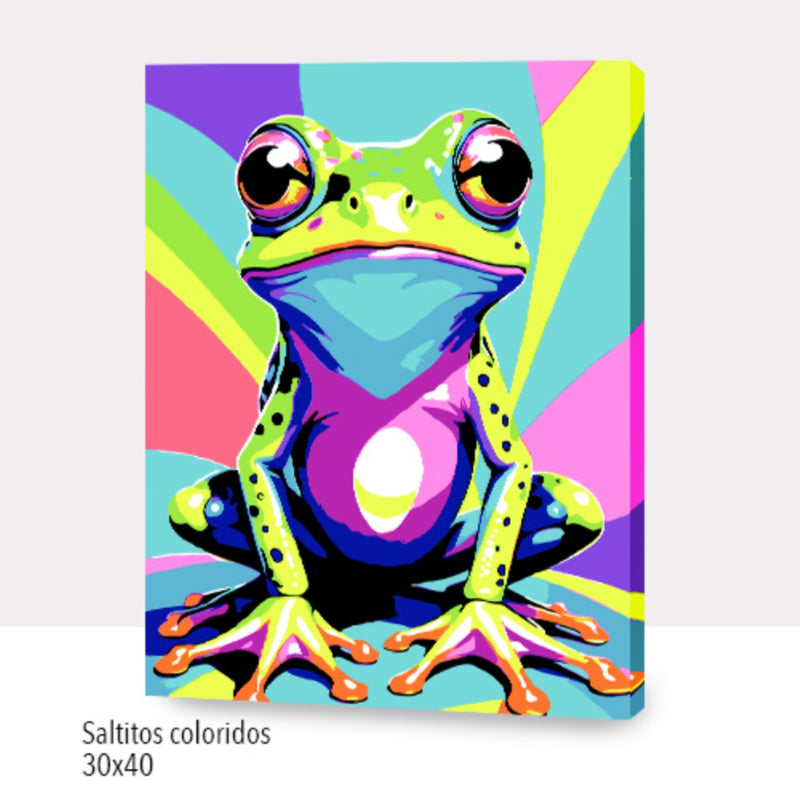 Kit Paint By Numbers Con Bastidor: Saltitos Coloridos
