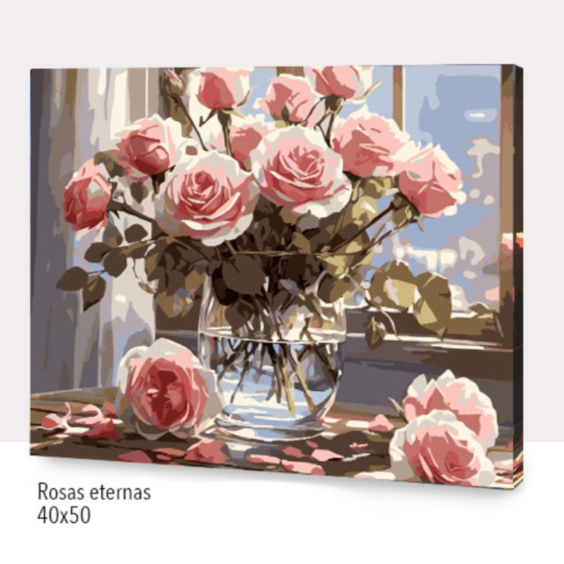 Kit Paint By Numbers Con Bastidor: Rosas Eternas