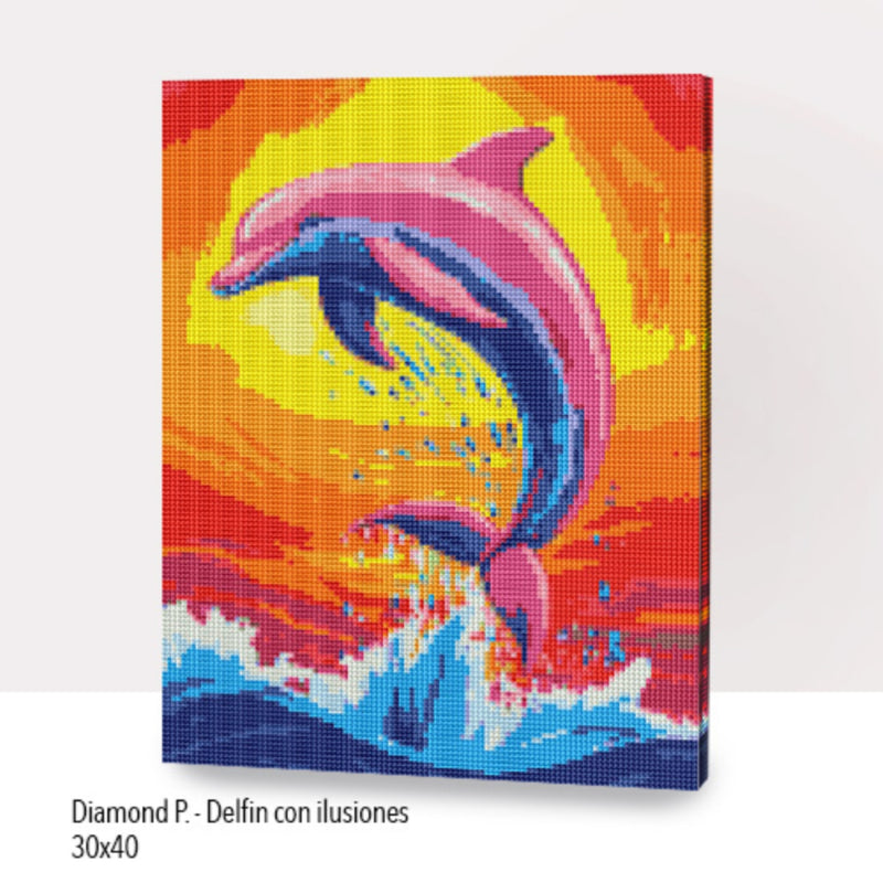 Kit Diamond Painting Con Bastidor: Delfín Con Ilusiones